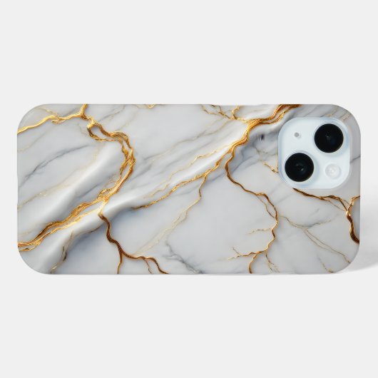 Wit marmer met gouden aderen Case-Mate iPhone case (Achterkant (horizontaal))