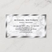 Wit Marmer Metallic Blue Drum Kit Drummer Visitekaartje (Achterkant)