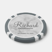Wit marmer modern script gepersonaliseerde groomsm poker chips (Enkel)