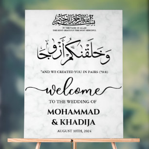 Wit Marmer Nikah Moslim Huwelijk Welkom Acryl Bord