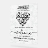 Wit Marmer Nikah Moslim Huwelijk Welkom Acryl Bord (Hoek)