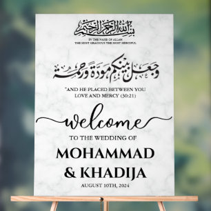 Wit Marmer Nikah Moslim Huwelijk Welkom Acryl Bord