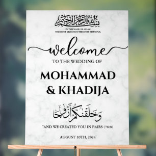 Wit Marmer Nikah Moslim Huwelijk Welkom Acryl Bord