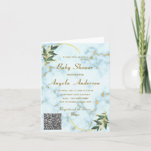 Wit Marmer QR Code Baby Meisje Douche Uitnodiging