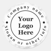 Wit marmer ronde sticker (Voorkant)