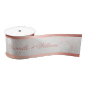 Wit Marmer Roos Goud Elegant Roze Script Wedding Lint (Spoel)