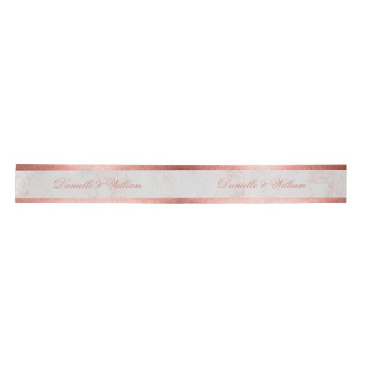 Wit Marmer Roos Goud Elegant Roze Script Wedding Lint (Voorkant)