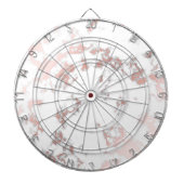 wit, marmer, roos goud, modern, chic, mooi, dartbord (Voorkant)