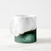 Wit marmer Smaragdgroene agaat Gouden glitters Koffiemok (Voorkant links)