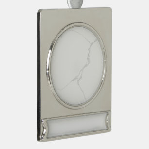 Wit Marmer Verzilverd Banner Ornament
