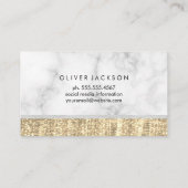 Wit Marmer Wit Leder Goud Sequin Visitekaartje (Achterkant)