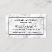 Wit Marmer Zwart Keukenmes Persoonlijke Chef Visitekaartje (Achterkant)