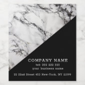 Wit Marmer Zwarte Structuur Wijn Etiket (Enkel label)