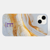 Wit marmeren chic gouden glitters monogram Case-Mate iPhone case (Achterkant (horizontaal))