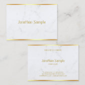 Wit Marmeren Gouden Tekst Elegante Aangepaste Sjab Visitekaartje (Voorkant / Achterkant)