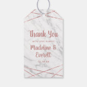 Wit Marmeren Roos Gouden Lijnen Geo Bruiloft Dank  Cadeaulabel (Achterkant)