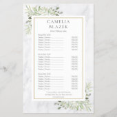 Wit Marmeren Salon Service Menu met Groene Accente (Voorkant)