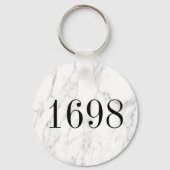 Wit marmeren steen classy hotel kamer nummer metaa sleutelhanger (Achterkant)