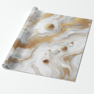 Wit & Mat Goud Marmeren Textuur Achtergrond Ontwer Cadeaupapier