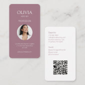 Wit / Mauve foto sociale QR-code Visitekaartje (Voorkant / Achterkant)