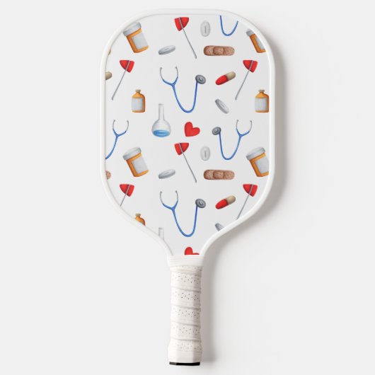 wit medisch patroon pickleball paddle (Achterkant)