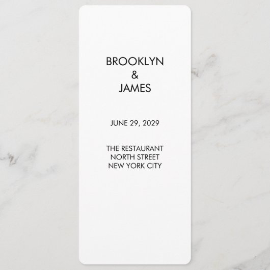 Wit menu Wit rondbruiloft in gewoon script (Achterkant)