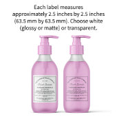 Wit met Black Text Cosmetics Label 2,5" x 2,5"