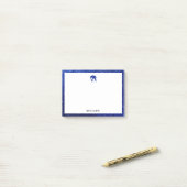 Wit met Blauwe Glitter Olifant & Rand w / Naam Post-it® Notes (Op bureau)