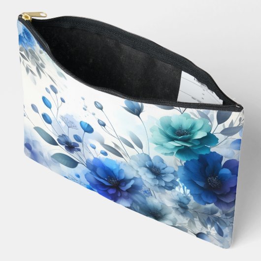 WIT MET BLAUWE WATERVERF BLOEMEN ETUI (Open)