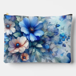 WIT MET BLAUWE WATERVERF BLOEMEN ETUI