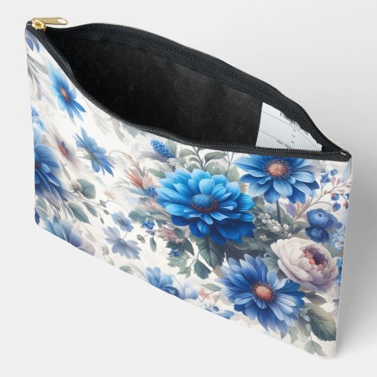 WIT MET BLAUWE WATERVERF BLOEMEN ETUI (Open)