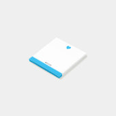 Wit met Bright Sky Blue Heart & Border + Naam Post-it® Notes (Schuin)