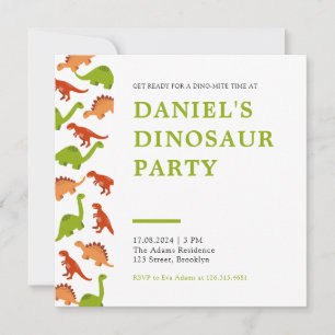 Wit met Dinosaurus Graphics Dinosaurus Verjaardag Kaart