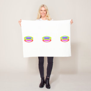 WIT MET GEKLEURDE CIRKELS FLEECE DEKEN