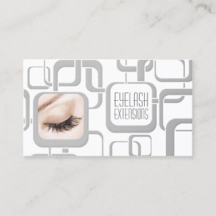 Wit met grijze kubussen Eyelash-uitbreidingskaart Visitekaartje