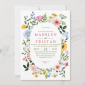 Wit met Groene Bloemen Minimalistische foto Bruilo Kaart (Voorkant)