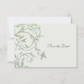 Wit met groene wijnstokken bruiloft Save the Date (Voorkant)