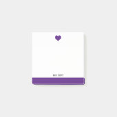 Wit met Helder Paarse Hart & Rand + Naam Post-it® Notes (Voorkant)