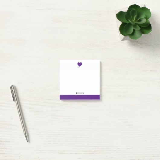 Wit met Helder Paarse Hart & Rand + Naam Post-it® Notes (Kantoor)