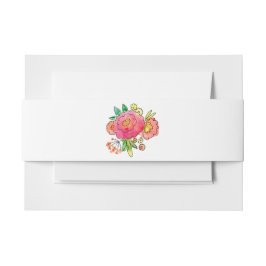 Wit met kleurrijke Waterverven Belly Band Uitnodigingen Wikkel