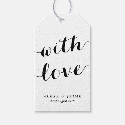 Wit met liefde Schattige moderne kalligrafie bruil Cadeaulabel (Voorkant)