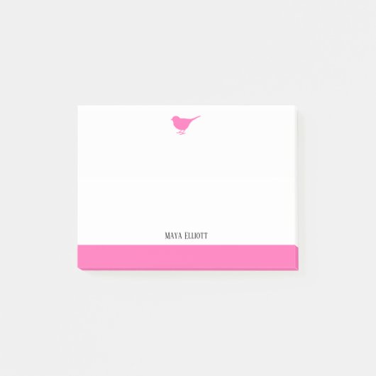 Wit met Little Pink & Border + Naam Post-it® Notes (Voorkant)