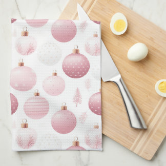 WIT MET PASTELROZE & WITTE ORNAMENTEN THEEDOEK