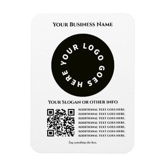 Wit met QR-code voeg je eigen tekst en logo toe Magneet (Verticaal)