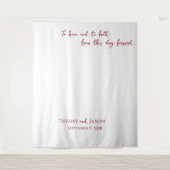Wit met rode tekst Bruiloftsprijs Wandkleed (Voorkant)