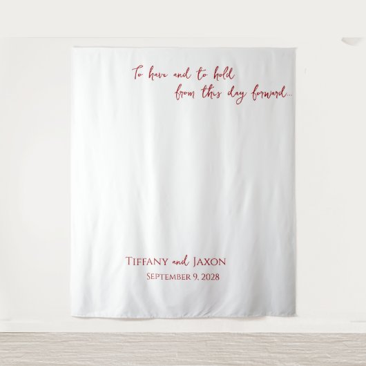 Wit met rode tekst Bruiloftsprijs Wandkleed (Voorkant)