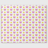 WIT MET ROZE & GELE HARTEN CADEAUPAPIER (Vlak)