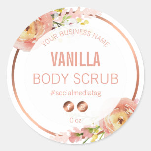 Wit met roze lentebloemen productetiketten ronde sticker