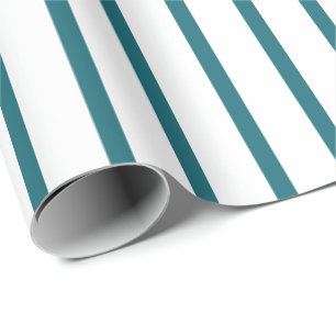 Wit met Teal Strepen Cadeaupapier