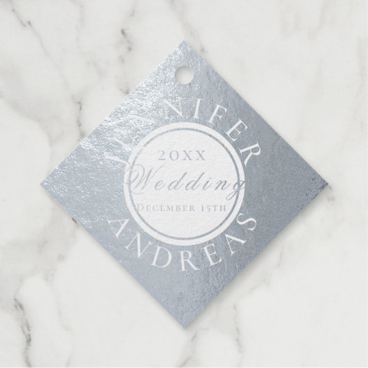 Wit met zilvervet en grijs terug bedankjes labels (Voorkant)